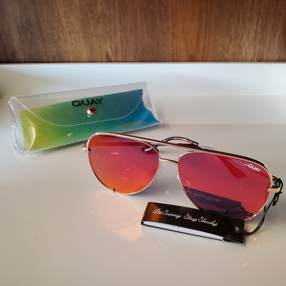 Quay High Key Sunglasses Gold/Orange Red
